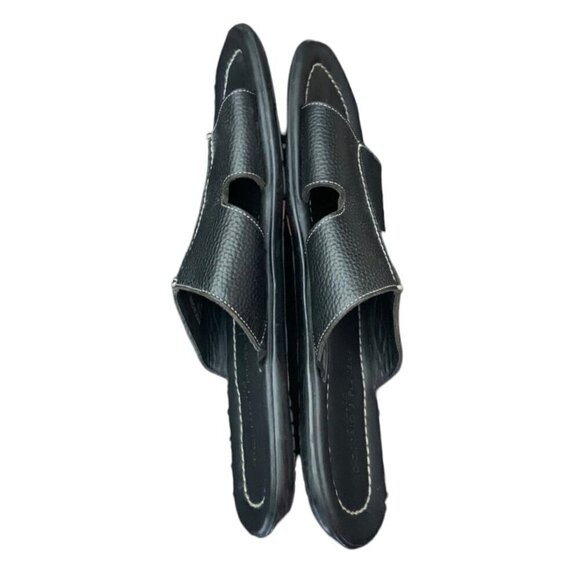 Donald J Pliner Men's Black Pebble Leather Slide Sandals Size 15 - Picture 7 of 9